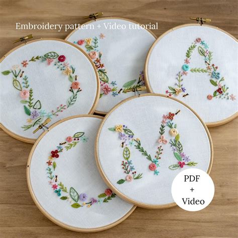 Floral Alphabet Hand Embroidery Pattern, ABC Design Letters With ...