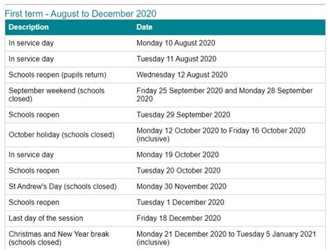 School Holidays - ST ANDREW'S ACADEMY