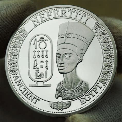 Egypt Cleopatra Gold Plated 40mm Egyptian Queen Nefertiti Commemorative Coin Tourism Gift ...