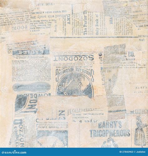 Grungy Antique Newspaper Paper Collage Stock Photos - Image: 27842963