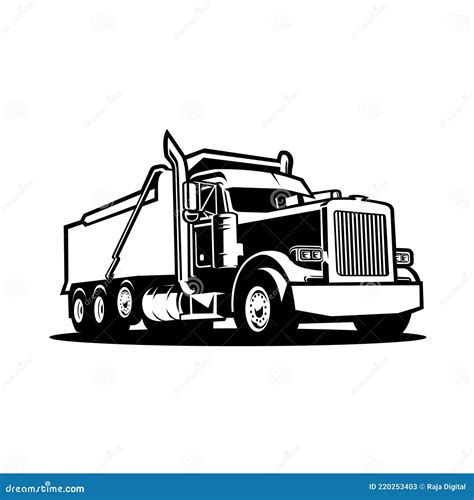 Dump Truck Silhouette. Tipper Truck Black and White Vector Isolated ...