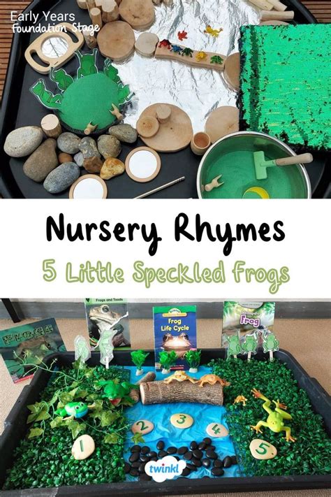 5 little speckled frogs tuff trays! A perfect way to bring your nursery rhyme to life. Enjoy ...