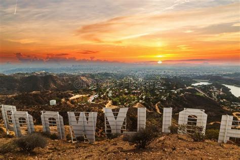 Hollywood sign at sunset. Los Angeles, California - October 28, 2016 ...