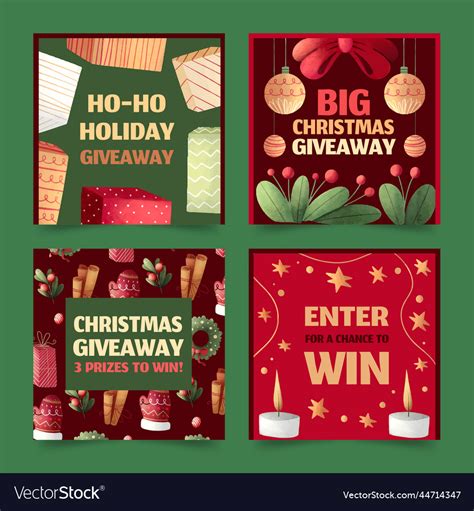 Watercolor christmas giveaway banners collection Vector Image