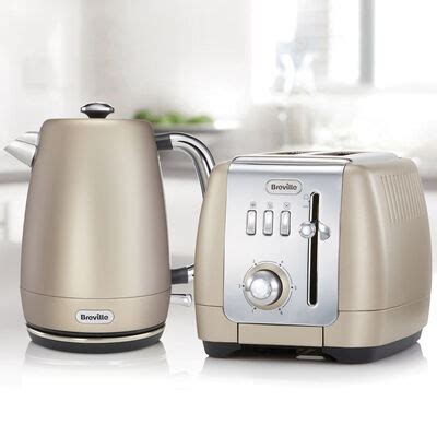 Strata Luminere Jug Kettle and 2 Slice Toaster Set, Platinum | Breville