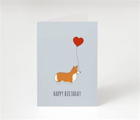 PRINTABLE Corgi Birthday Card Corgi Card Birthday Card for - Etsy