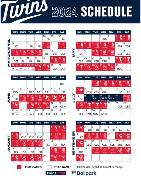 Twins Mlb Printable Schedule 2024 - Sal Ondrea