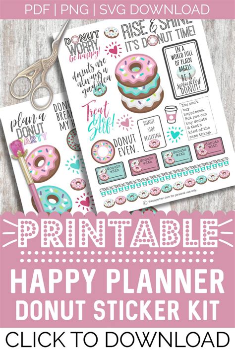 Printable Happy Planner Stickers for Donut Lovers | Happy planner ...