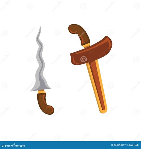 Keris Traditional Weapon from Indonesia in Flat Illustration Vector Stock Vector - Illustration ...