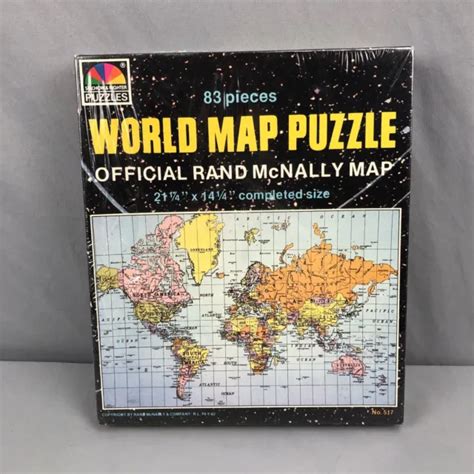 VINTAGE WORLD MAP Puzzle Selchow & Richter Rand McNally 83 Pcs. #517 Made In USA $17.99 - PicClick