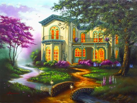 Spring Blossom Mansion: A Vibrant HD Wallpaper Experience