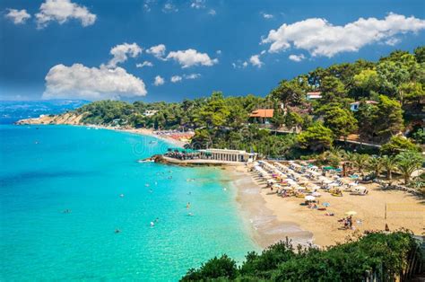 Platis Gialos And Makris Gialos Beach, Kefalonia Island, Greece Stock ...