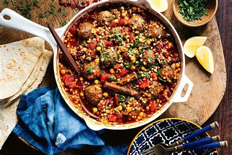 Tomato-braised lamb kefta with chickpeas and fregola - Recipes - delicious.com.au