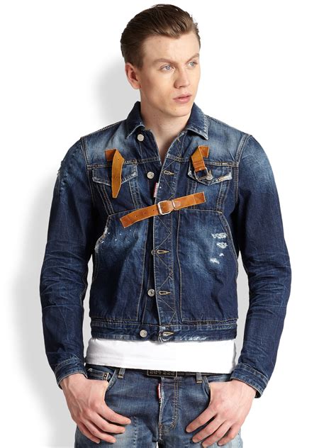 Lyst - Dsquared² Distressed Denim Jacket in Blue for Men