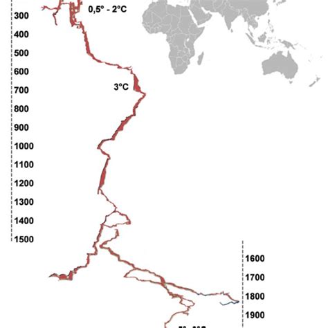 Location and map of Krubera-Voronja Cave with depth in meters (Cave map ...