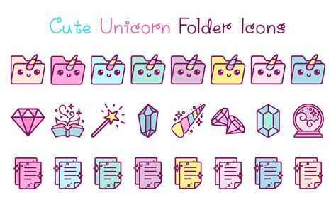 Cute Unicorn Folder Icons - Free Windows & Mac Folder Icons 🦄