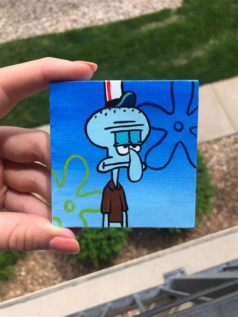 Squidward painting mini canvas spongebob etsy – Artofit