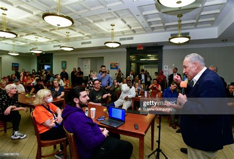 Senator Chuck Schumer speaks at the Senator Chuck Schumer visit at ...