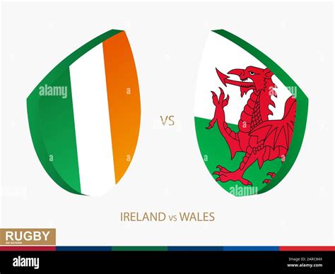 Ireland v Wales rugby match, rugby tournaments icon. Vector template ...