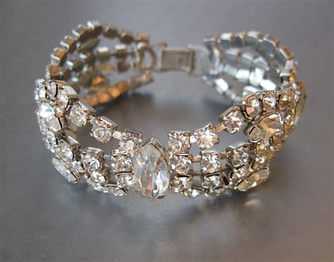 Vintage Rhinestone Bracelet Faux Diamond Great Quality Estate