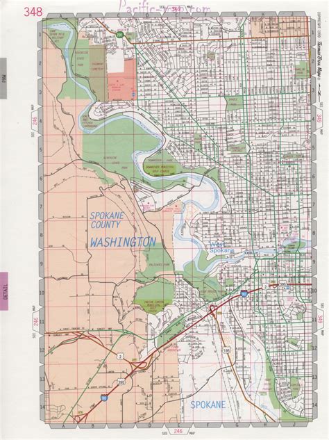 Map of Spokane city, detailed map with highways streets shopping centers