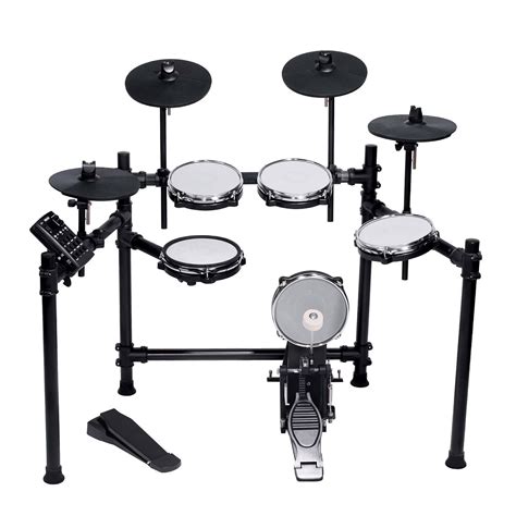 9-Piece Electronic Drum Set, Compact Mesh-Head Drum Kit with 222 Tones, 10 Preset Kits, Record ...