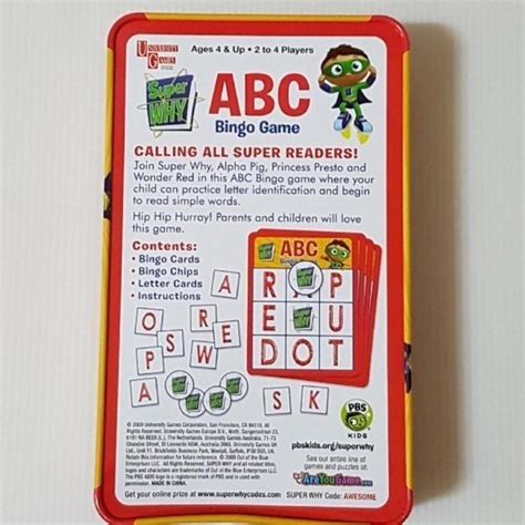 Super Why ABC Bingo Game, Board Game, Hobbies & Toys, Toys & Games on ...