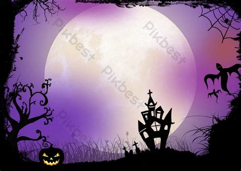 Full Moon Halloween Silhouette Background | PSD Free Download - Pikbest