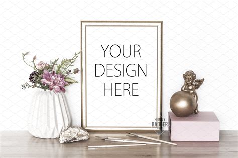 Gold frame mockup - art mockup | Architecture Stock Photos ~ Creative Market