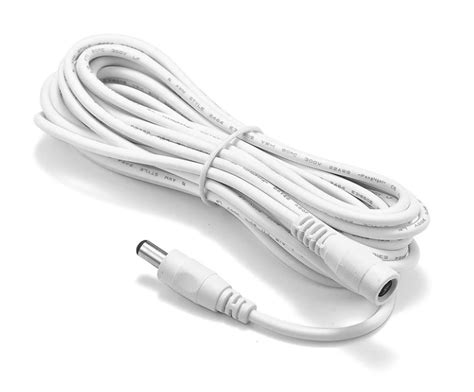 10-ft Power Extension Cable (White) - HEAVY-DUTY - 20AWG - 3A - 5.5mm x ...