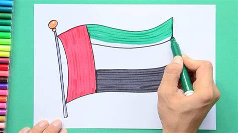 How to draw and color the National Flag of UAE - YouTube