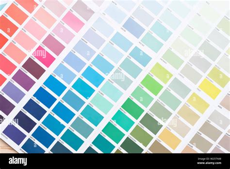 A close up of paint sample colour / color charts Stock Photo - Alamy