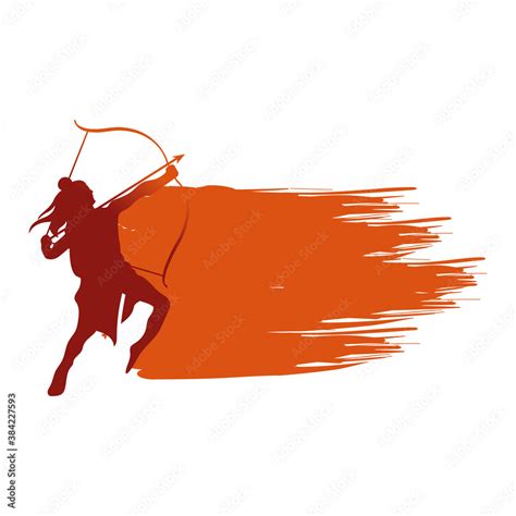 dussehra lord ram with bow and arrow red silhouette vector design Stock ...