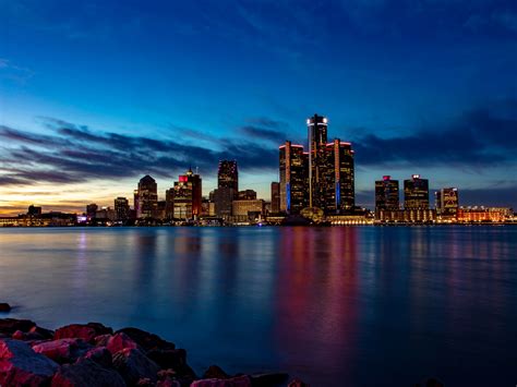 Wallpaper detroit, city, buildings, cityscape, sunset desktop wallpaper, hd image, picture ...