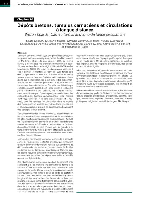 (PDF) Dépôts bretons, tumulus carnacéens et circulations à longue distance. | Pilar Prieto M ...
