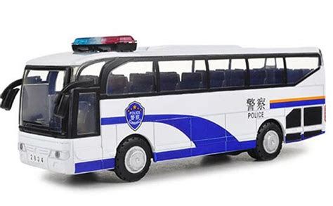 Blue-White Kids Pull-Back Function Die-Cast Police Bus Toy [NB9T046 ...