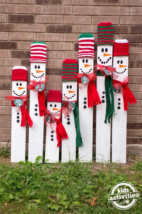 Turn a fence post into a snowman the same height as your child -- see ...