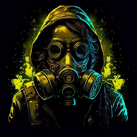 Stylized Portrait of a Person Wearing a Gas Mask Stock Illustration ...