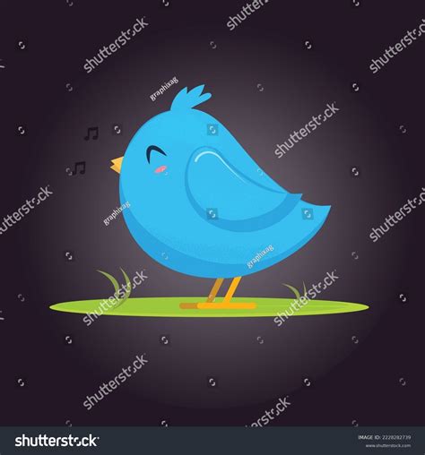 Cute Little Bird Singing Vector Illustration Stock Vector (Royalty Free ...