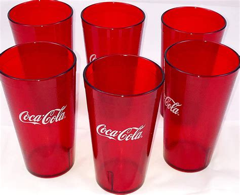 New (6) Coke Coca Cola Restaurant Red Plastic Tumblers Cups 16oz ...