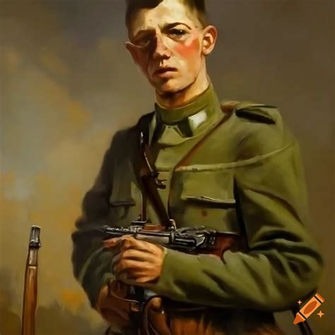 Oil painting of a soldier in world war i on Craiyon