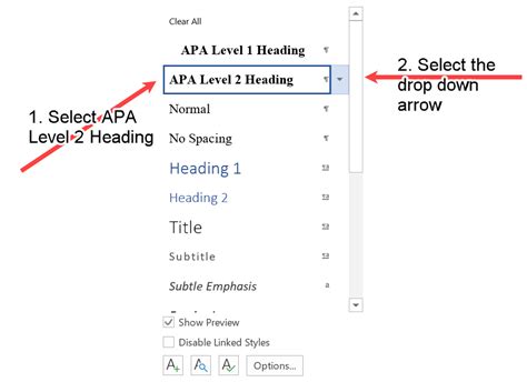 Level 2 heading in APA format can be created quickly in Microsoft Word