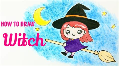 HOW TO DRAW HALLOWEEN WITCH | Cute Witch Easy Drawing Tutorial For Kids ...