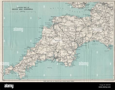 TOURING MAP OF DEVON AND CORNWALL. South West England. WARD LOCK, 1932 ...