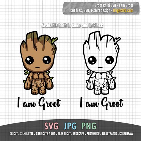 Baby Groot Chibi I am Groot Guardian of the Galaxy SVG Printable - Origin SVG Art