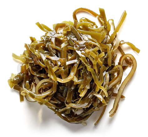 Heap of laminaria seaweed isolated on white, from above | Stock image | Colourbox