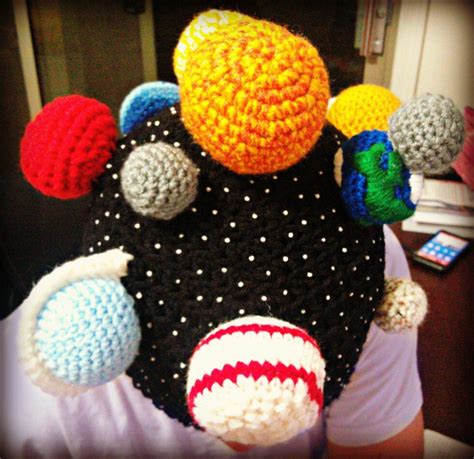 Solar System hat for child to adult PDF crochet by NatsNickNacks