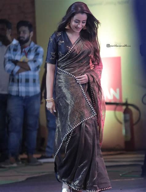 Trisha Krishnan's graceful look in a tissue silk saree for "Ponniyin Selvan-I" promotions ...