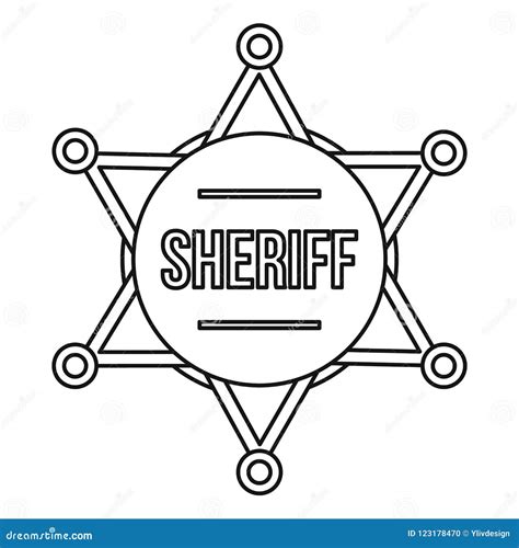 Sheriff Badge Icon, Outline Style Stock Illustration - Illustration of ...