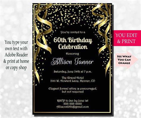 60th Birthday Invitations Template | ubicaciondepersonas.cdmx.gob.mx